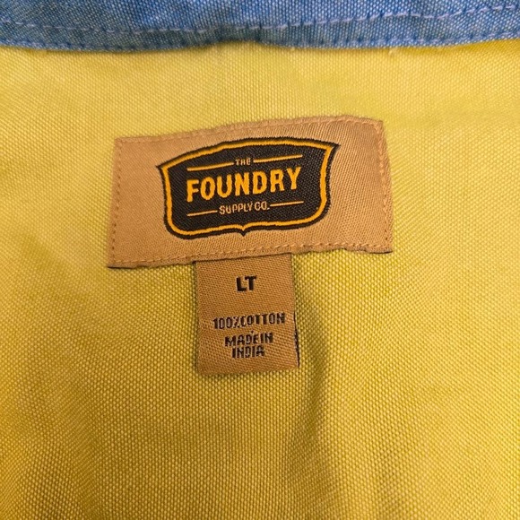 The Foundry Supply Co Green Short Sleeve Button Up Shirt Cotton Mens Sz LT - Picture 5 of 8